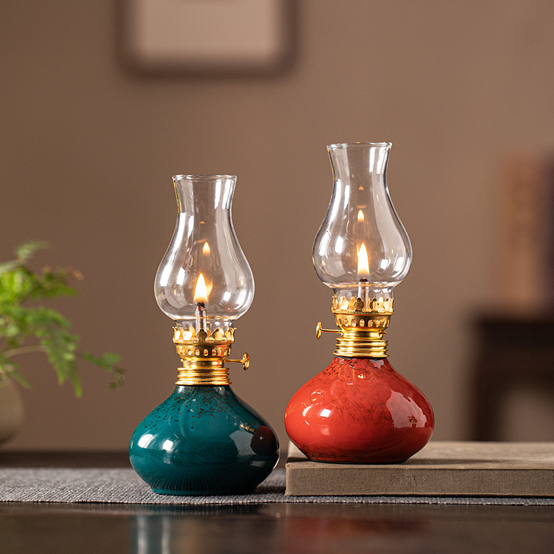 Home Decor Zen - Lampada a Olio in Ceramica Vintage