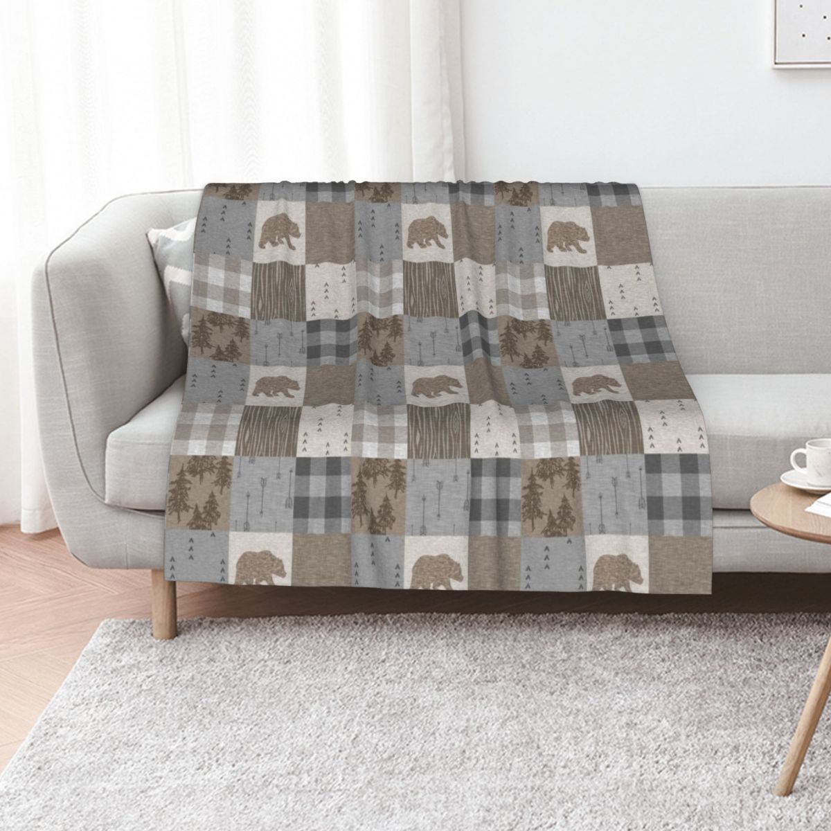 Neutral Throw Blanket - Coperta Patchwork con Orsi - Coperta