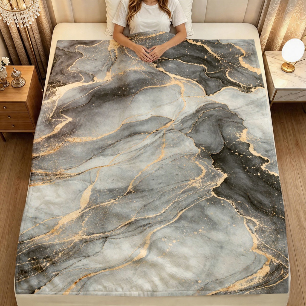 Neutral Throw Blanket - Coperta Decorativa in Marmo Verde Giada