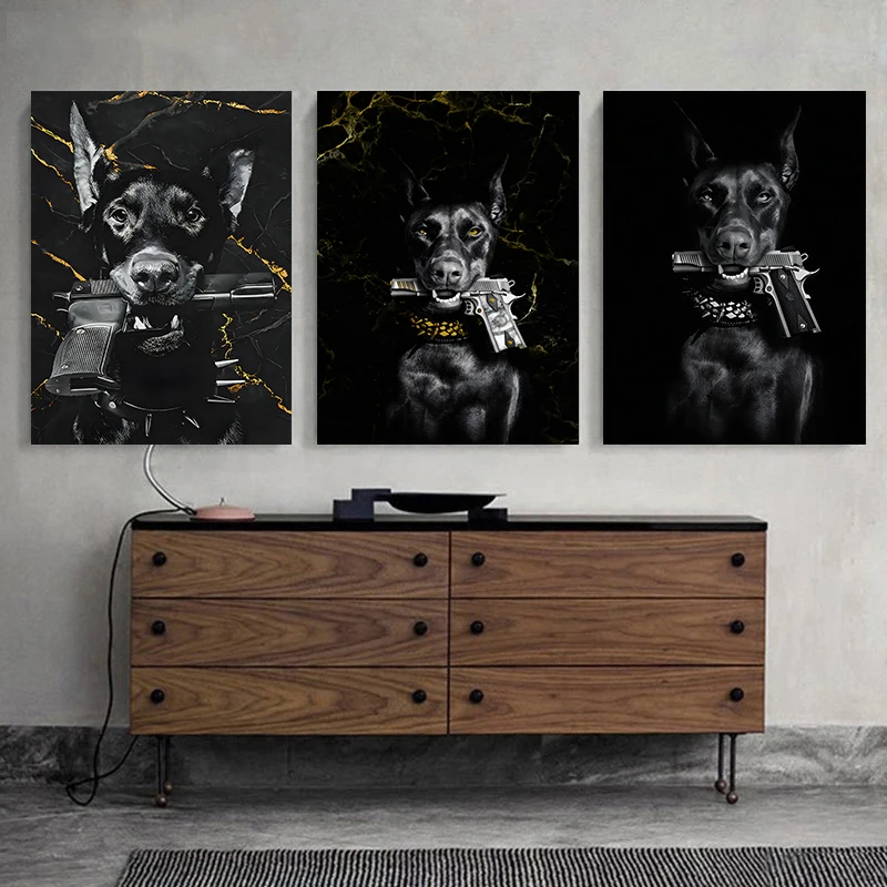 Home Decor Unique Items - Moda nero Doberman cane leone con