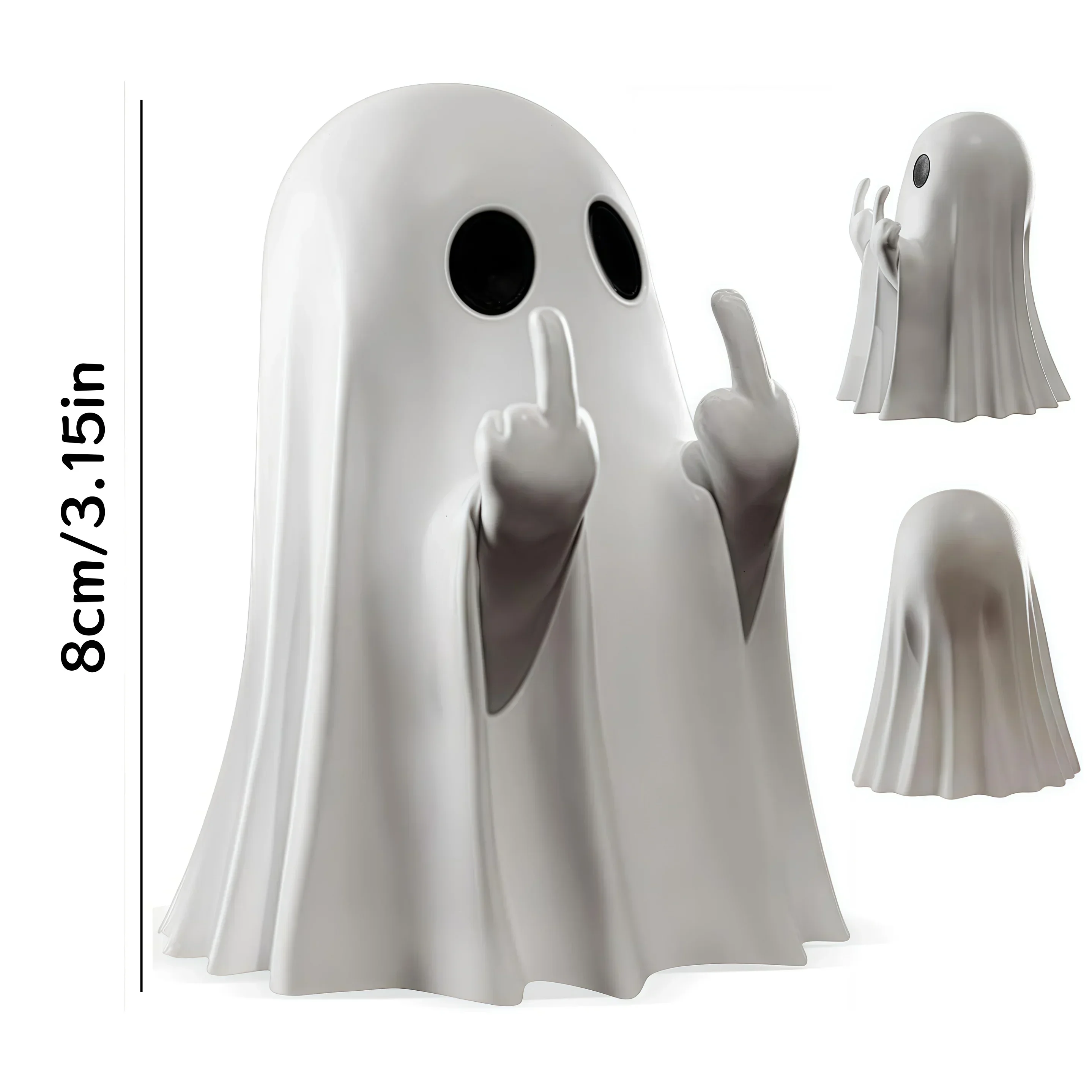 Home Decor Quirky - Graziosa Statua di Fantasma con Dito