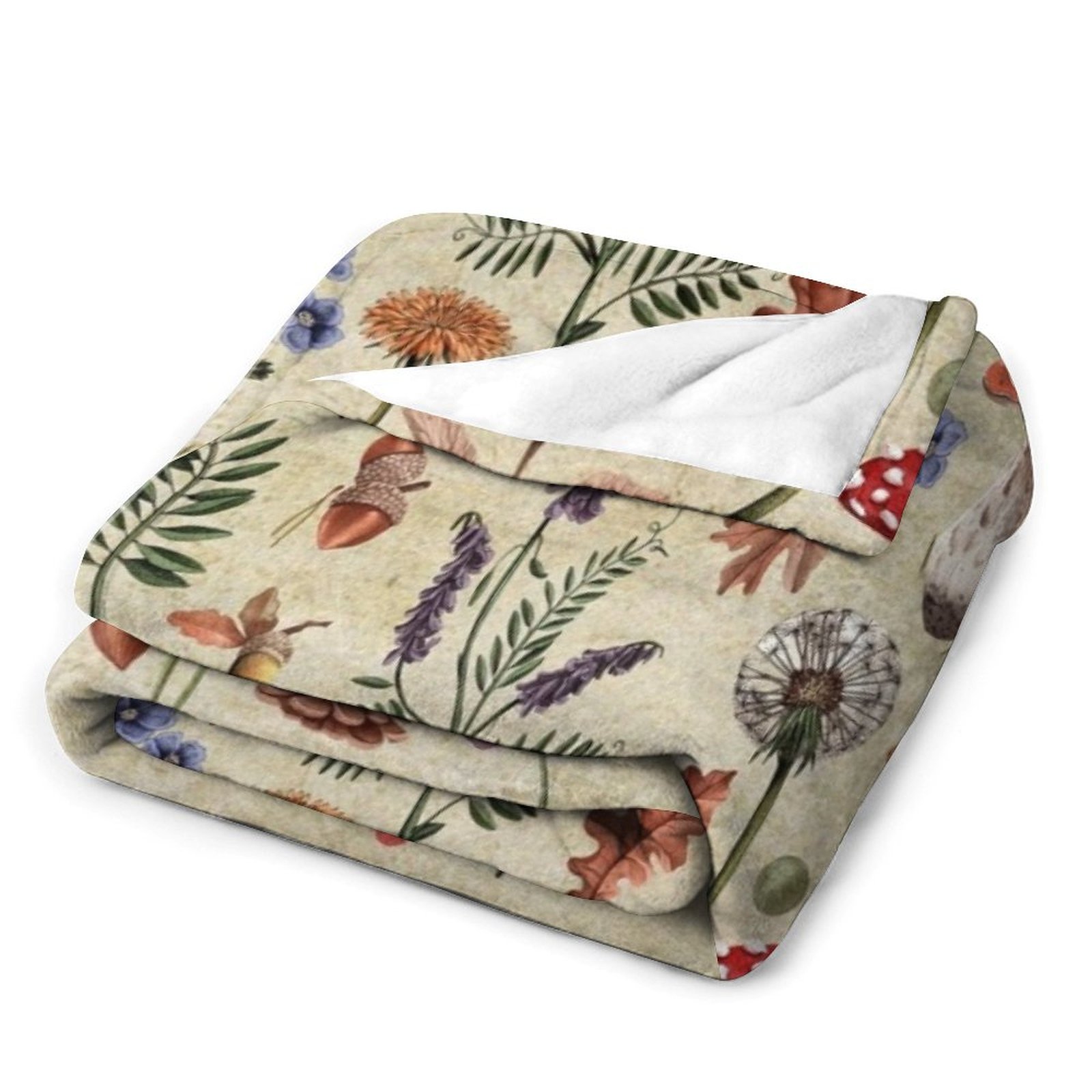 Funghi botanici retrò, fiori s - Neutral Throw Blanket recensione e prezzo